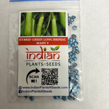 Load image into Gallery viewer, IPS025 - Green Brinjal / MAHY 9 Hybrid Green Long Brinjal Seeds - 50+ seeds
