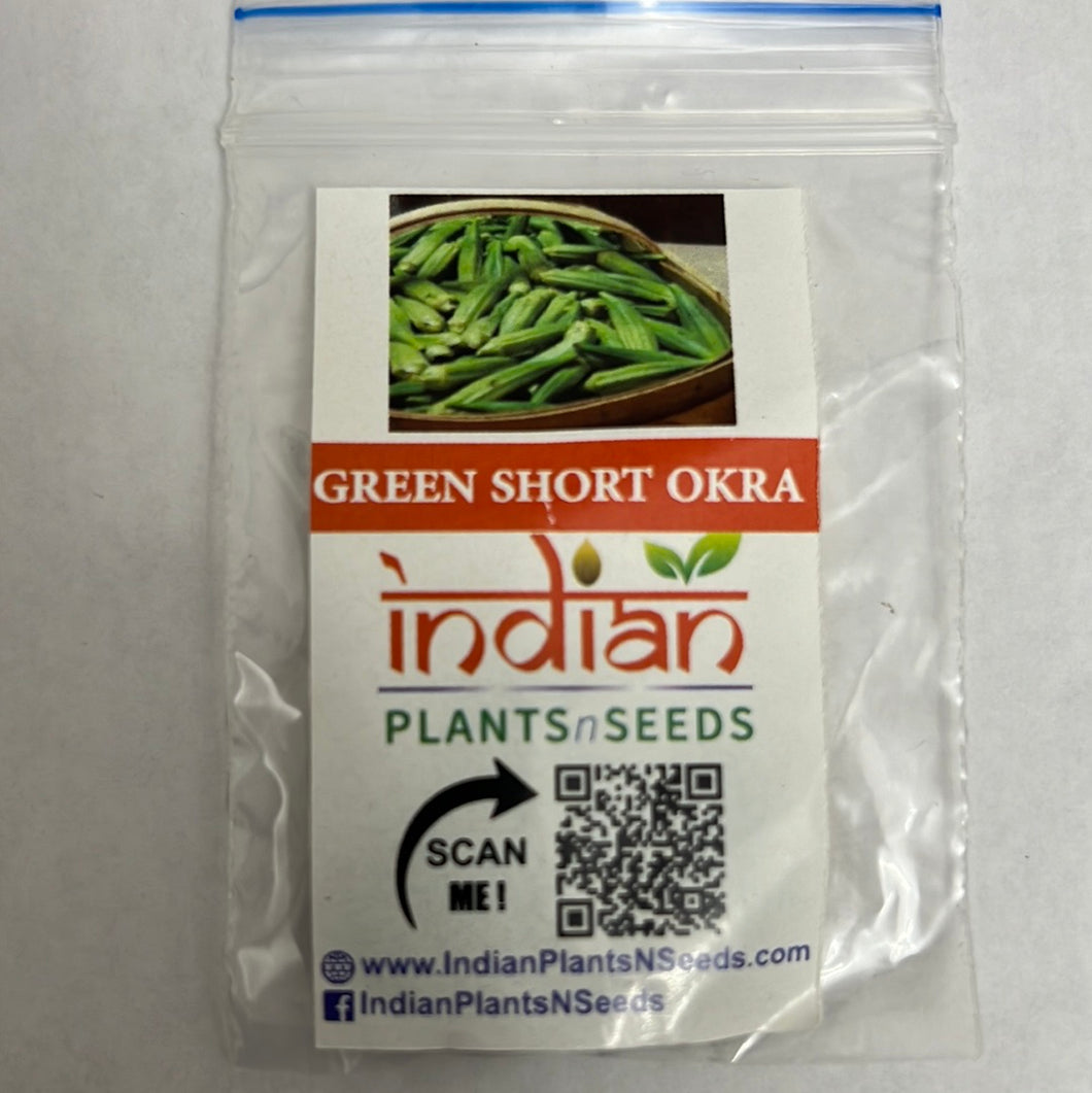 IPS092- Green Short Okra -20 Plus Seeds